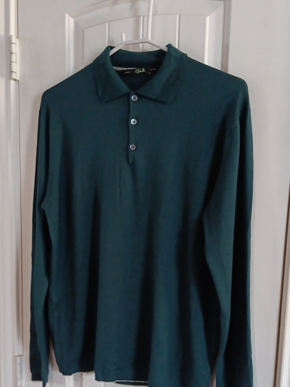 Cifonelli Vintage Forest Green Wool Polo Knit Sweater Men’s M